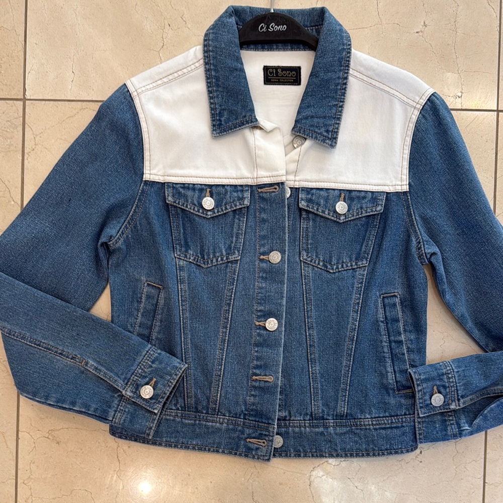 Ci Sono Blue and White Denim Jacket
